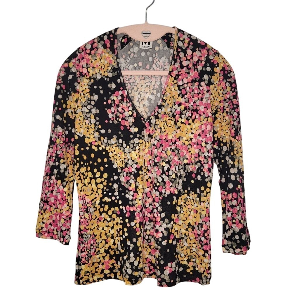 Missoni‎ Colorful Abstract V-Neck Blouse USA Size 6